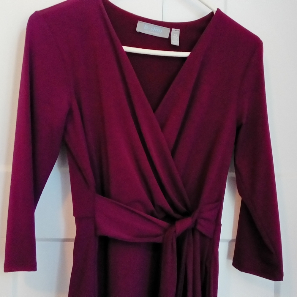 FLattering Mock Wrap Dress with B-Slim Lining